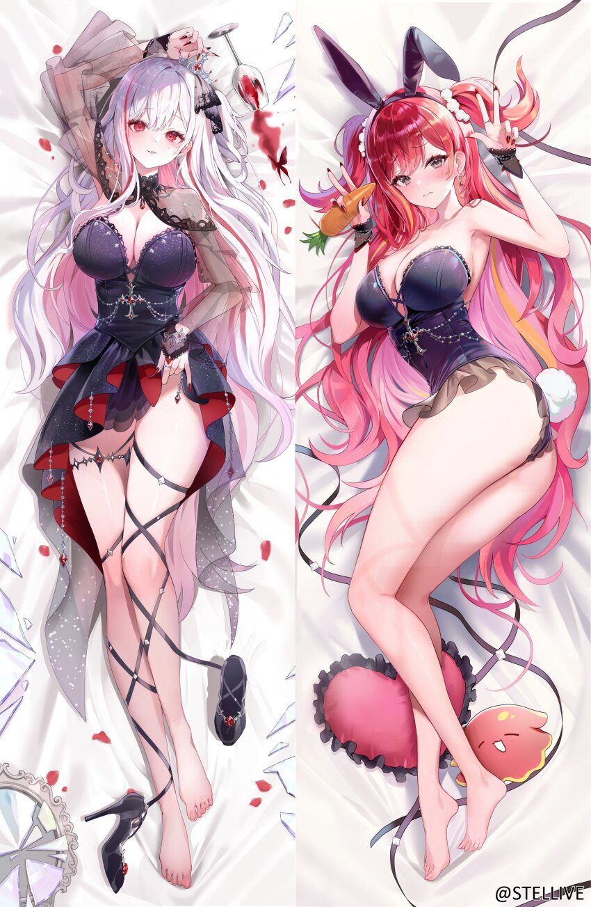 1girl, absurdres, akane_lize, animal_ears, bare_shoulders, barefoot, black_bridal_gauntlets, blonde_hair