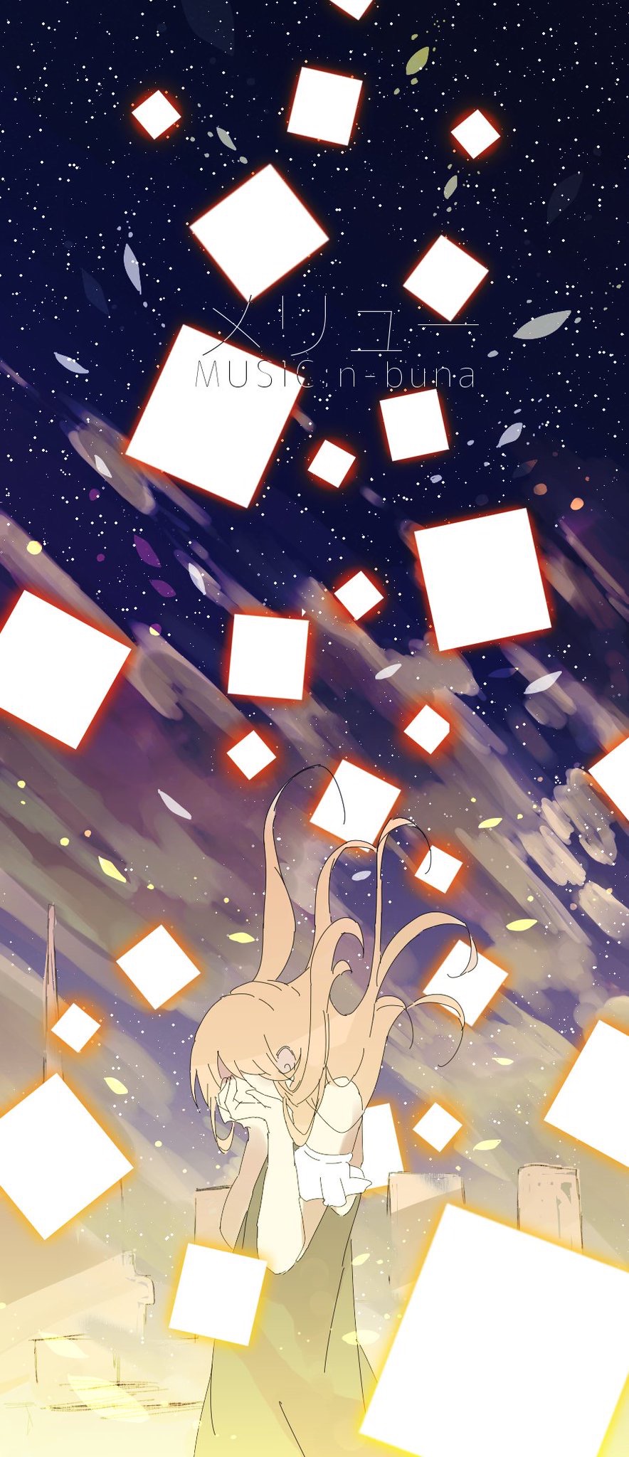 1girl, aki_(naaro), black_dress, brown_hair, character_name, cloud, covering_face, dress