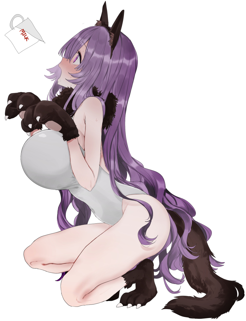 1girl, absurdres, animal_ear_hairband, animal_ears, animal_hands, armpit_crease, blush, breasts