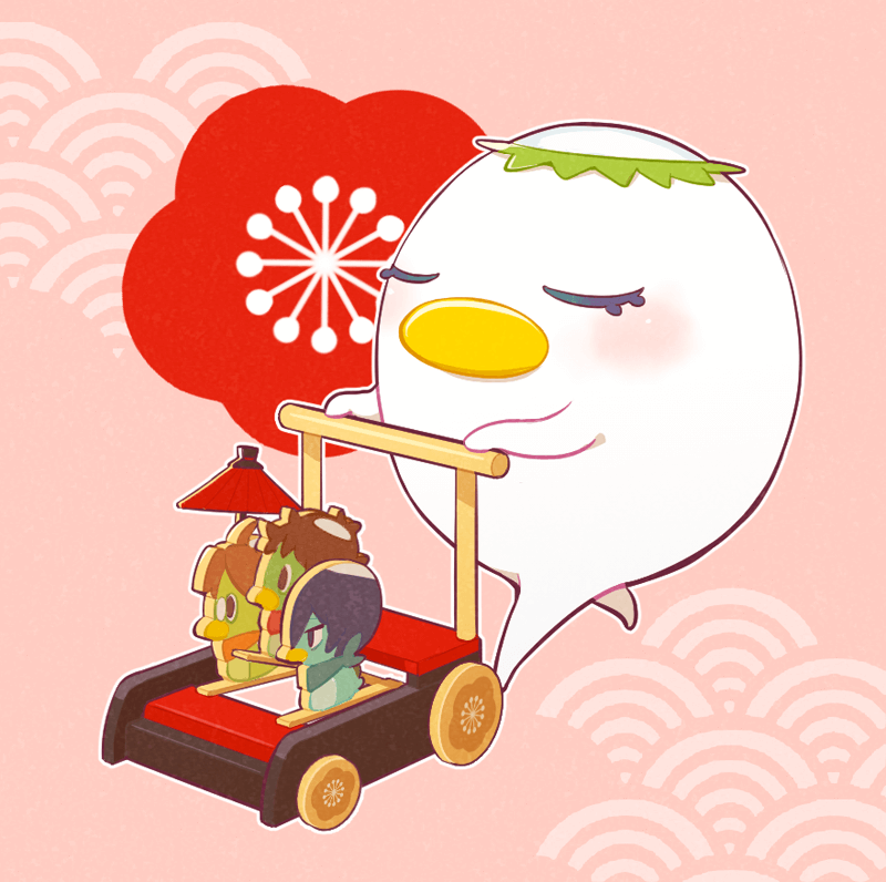 cart, closed_eyes, commentary_request, flower, full_body, hysd, jinnai_enta, kappa