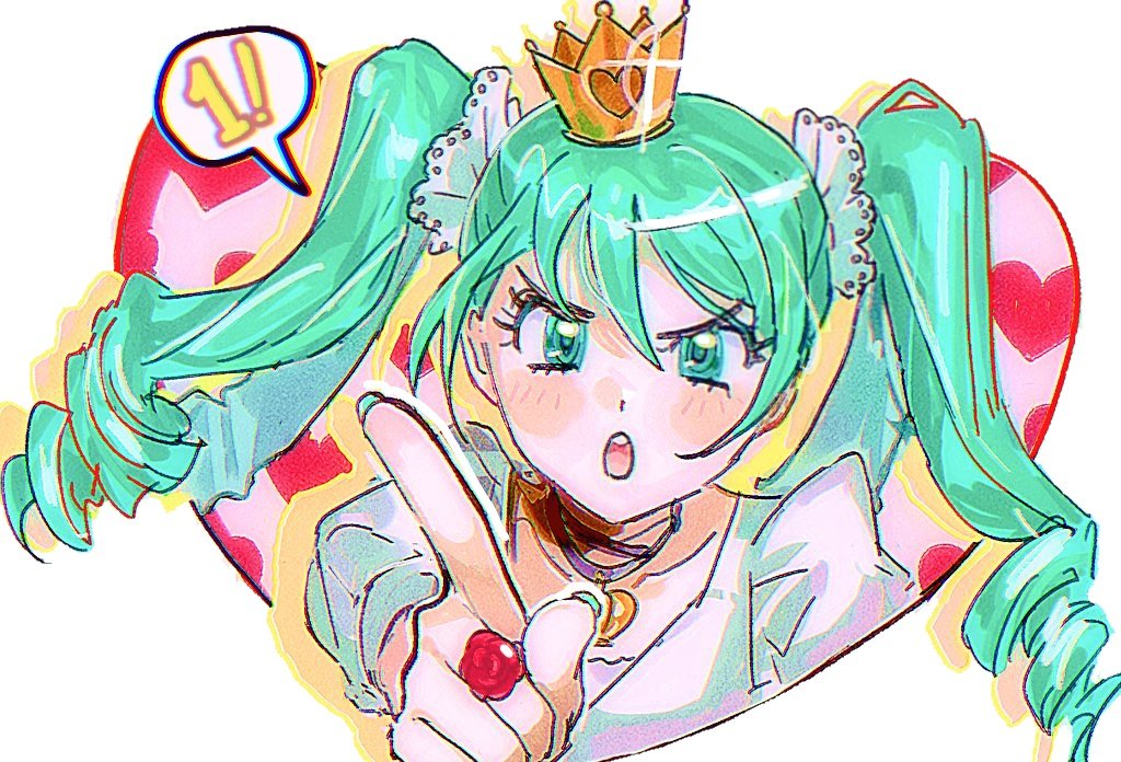 !, 1girl, :o, aqua_eyes, aqua_hair, crown, dress, flower