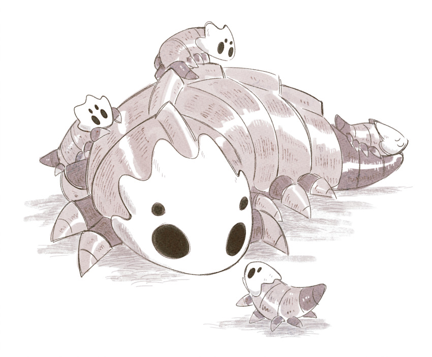 ange_(angeban93), baby_animal, beastling_(hollow_knight), bell_beast_(hollow_knight), bug, commentary, english_commentary, highres