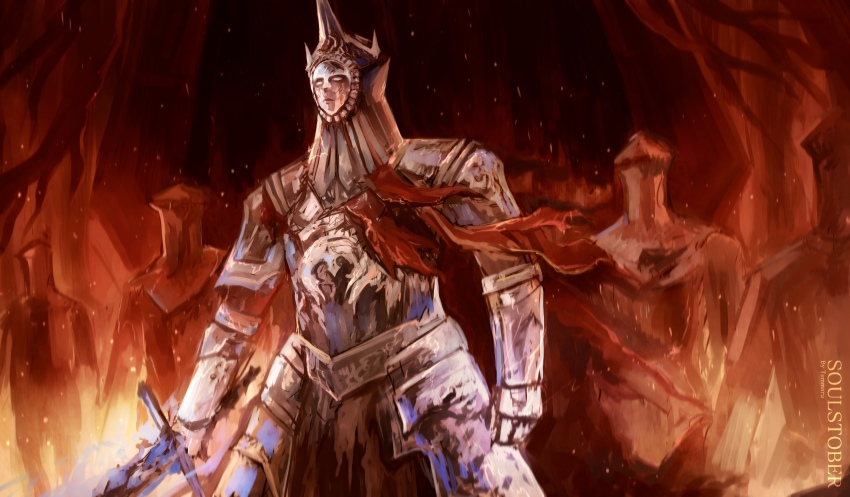 5boys, absurdres, armor, breastplate, burnt_ivory_king, cowboy_shot, dark_souls_(series), dark_souls_ii