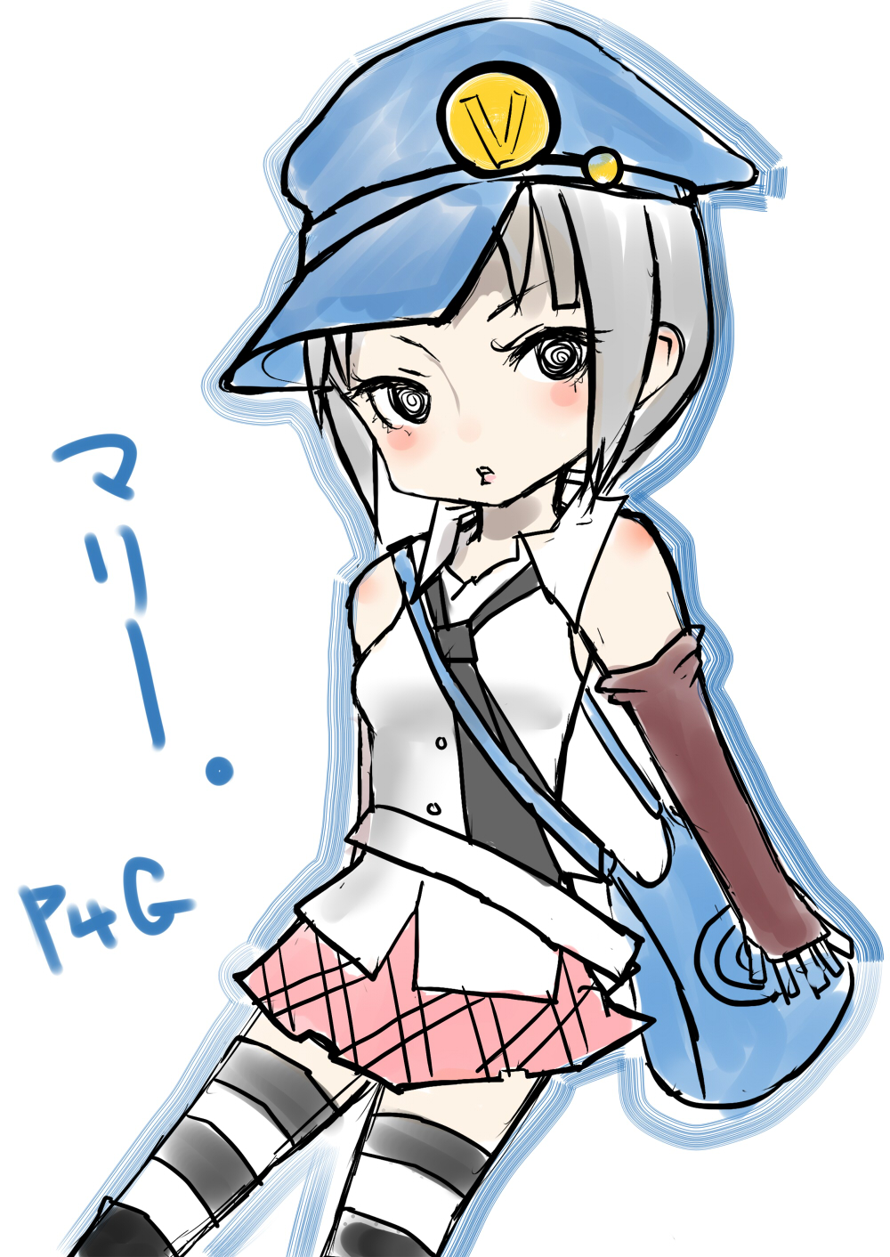 1girl, amane_shinobu, atlus, bag, bare_shoulders, elbow_gloves, female_focus, fingerless_gloves