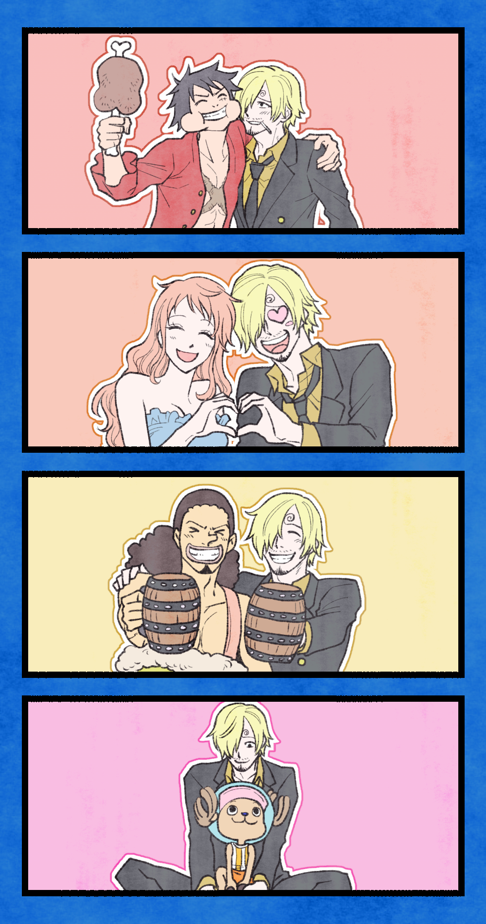 >_<, 1girl, 4boys, ^_^, antlers, aska_makoto, bare_shoulders, black_hair