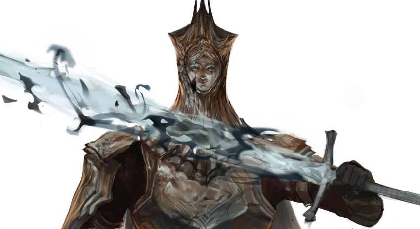 1boy, armor, black_gloves, breastplate, burnt_ivory_king, commentary, dark_souls_(series), dark_souls_ii