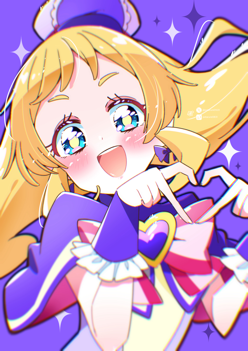 1girl, absurdres, artist_name, blonde_hair, blue_eyes, bow, bow_earrings, bowtie