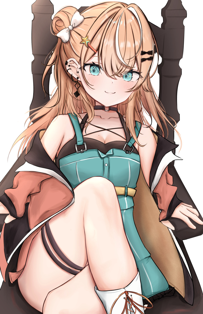 1girl, absurdres, aqua_eyes, armpit_crease, asymmetrical_hair, blonde_hair, blush, bow