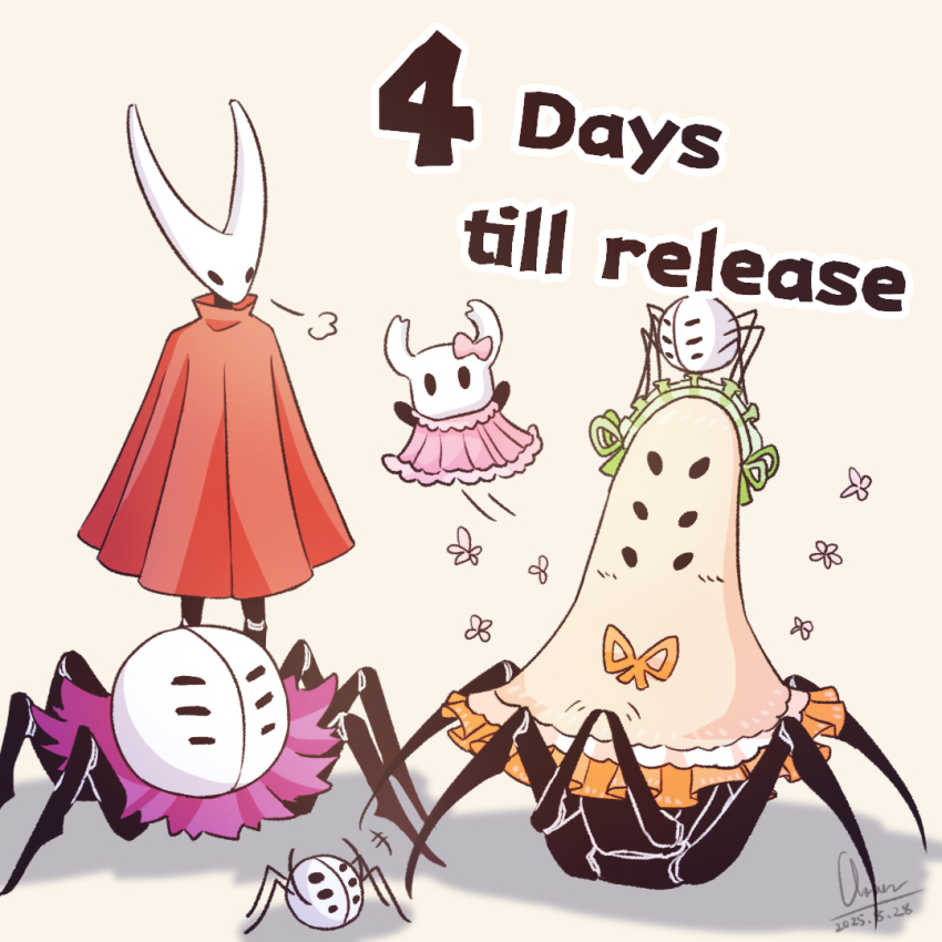 +++, 1other, 2girls, alternate_costume, arthropod_girl, bow, bug, cloak