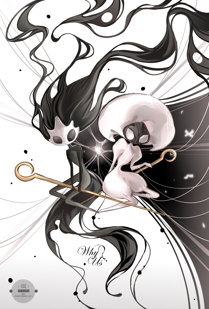 1girl, 1other, 2025, absurdres, arthropod_girl, back-to-back, blank_eyes, bodysuit