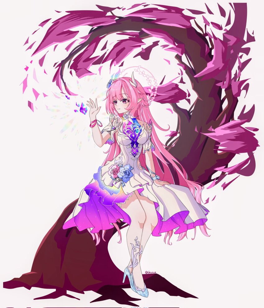 1girl, bare_shoulders, breasts, clothing_cutout, commentary, corrupted_twitter_file, crystal, cyrene_(honkai:_star_rail)