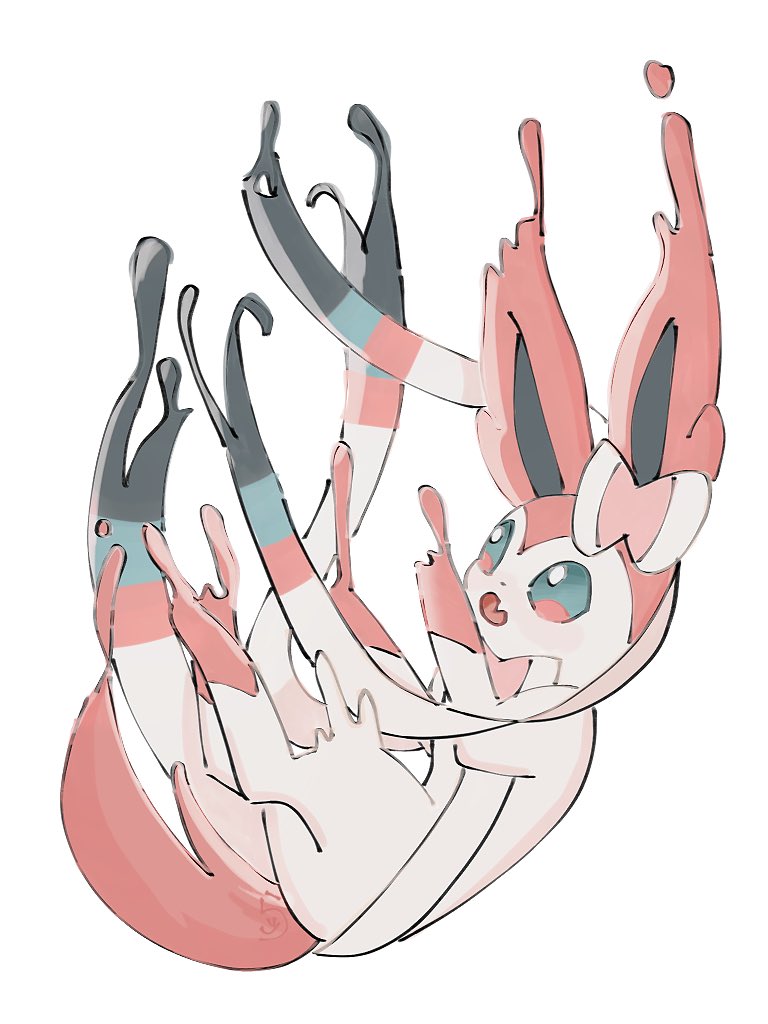 animal_focus, animal_hands, blue_eyes, bow, falling, fang, full_body, gen_6_pokemon
