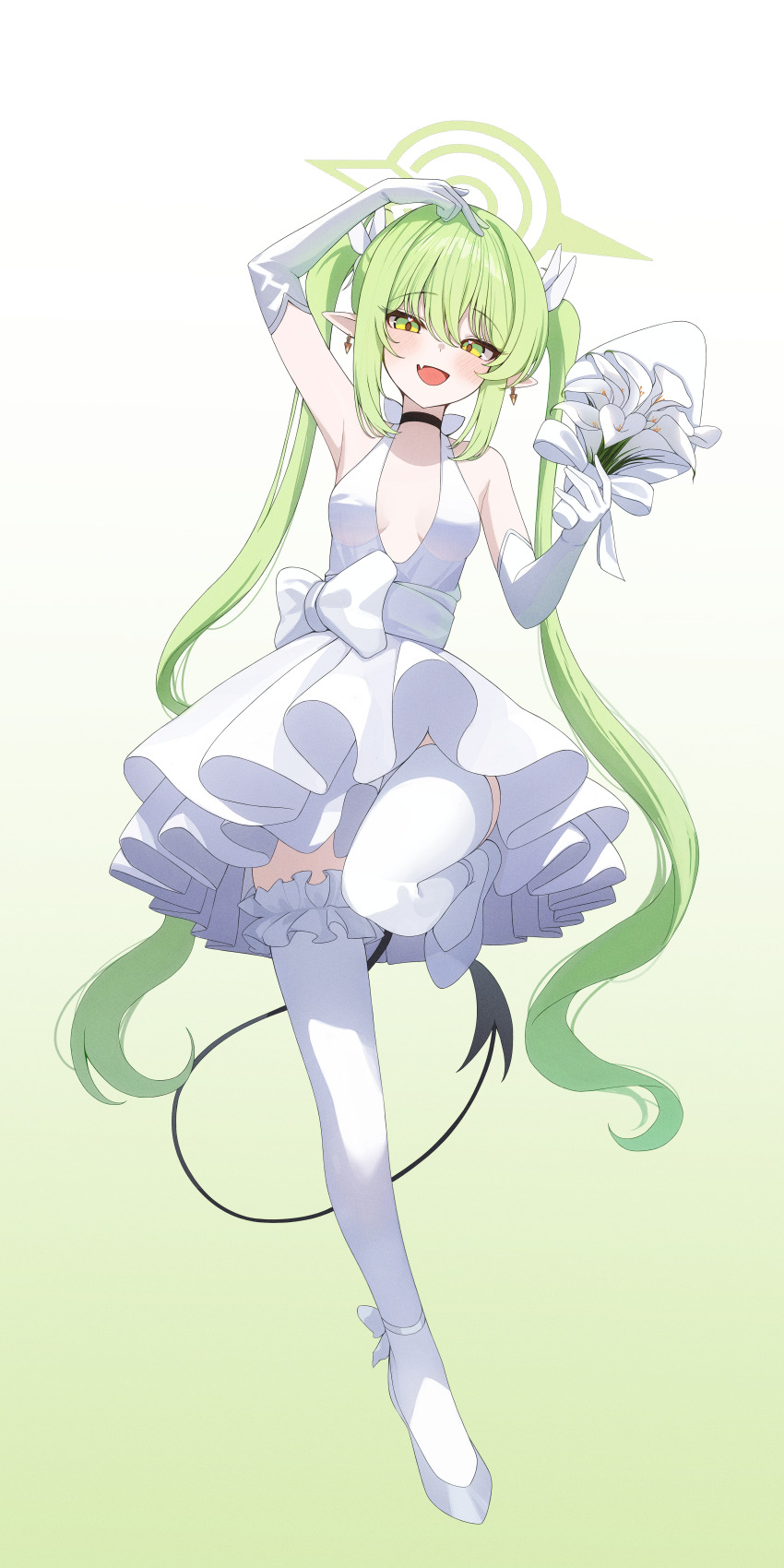 1girl, :d, absurdly_long_hair, absurdres, alternate_costume, arm_above_head, arm_up, armpits