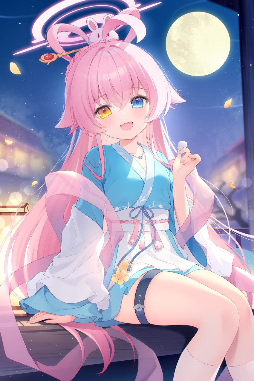 1girl, absurdres, ahoge, alternate_costume, blue_archive, blurry, blurry_background, chinese_clothes