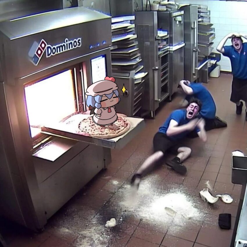 1girl, 3boys, ai-assisted, ai-generated_art_(topic), ai-generated_background, ascot, bat_wings, blue_hair