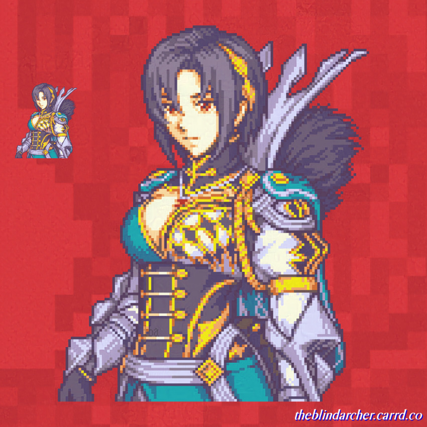 1girl, asymmetrical_bangs, black_hair, breasts, cleavage, closed_mouth, fire_emblem, fire_emblem_engage