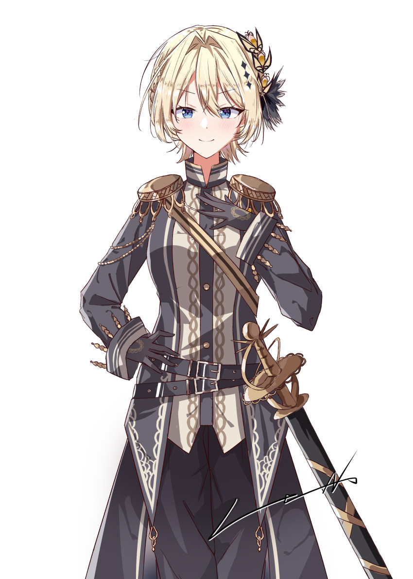 1girl, absurdres, alternate_hair_length, alternate_hairstyle, belt, black_belt, black_gloves, black_jacket