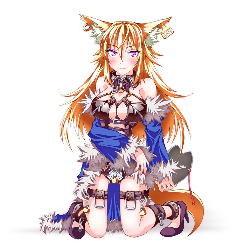 1girl, animal_ear_fluff, animal_ears, anklet, black_shorts, blonde_hair, blue_cape, blue_sleeves