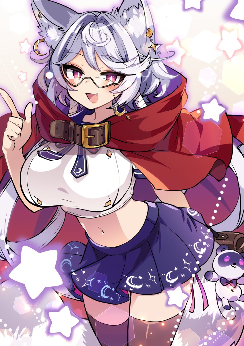 1girl, absurdres, animal_ear_fluff, animal_ears, axia_(03400441), black_skirt, blush, breasts