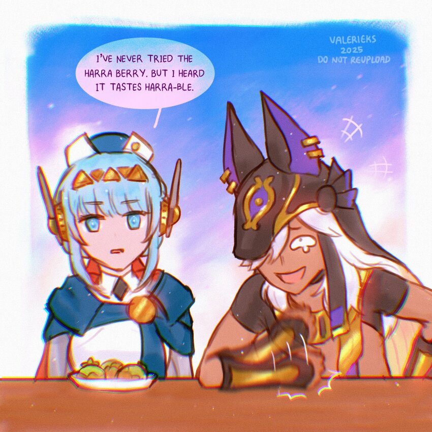 +++, 1boy, 1girl, afterimage, ancient_egyptian_clothes, android, animal_hat, artist_name