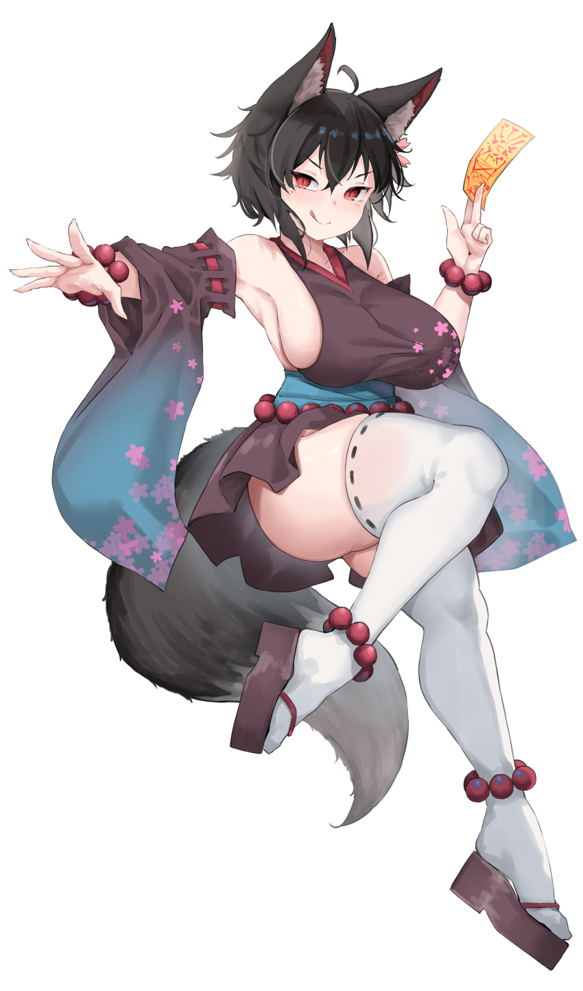 1girl, :p, absurdres, ahoge, animal_ear_fluff, animal_ears, bead_belt, bead_bracelet