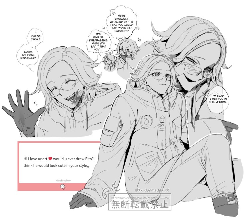 >_o, 2boys, ^_^, aotsuki_eito, blood, blood_on_face, blush, blush_stickers