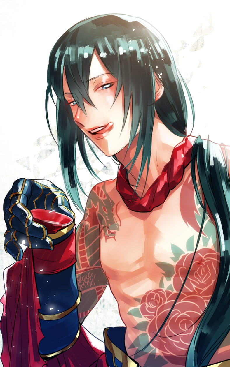 1boy, black_hair, cup, fate/grand_order, fate_(series), highres, holding, holding_cup