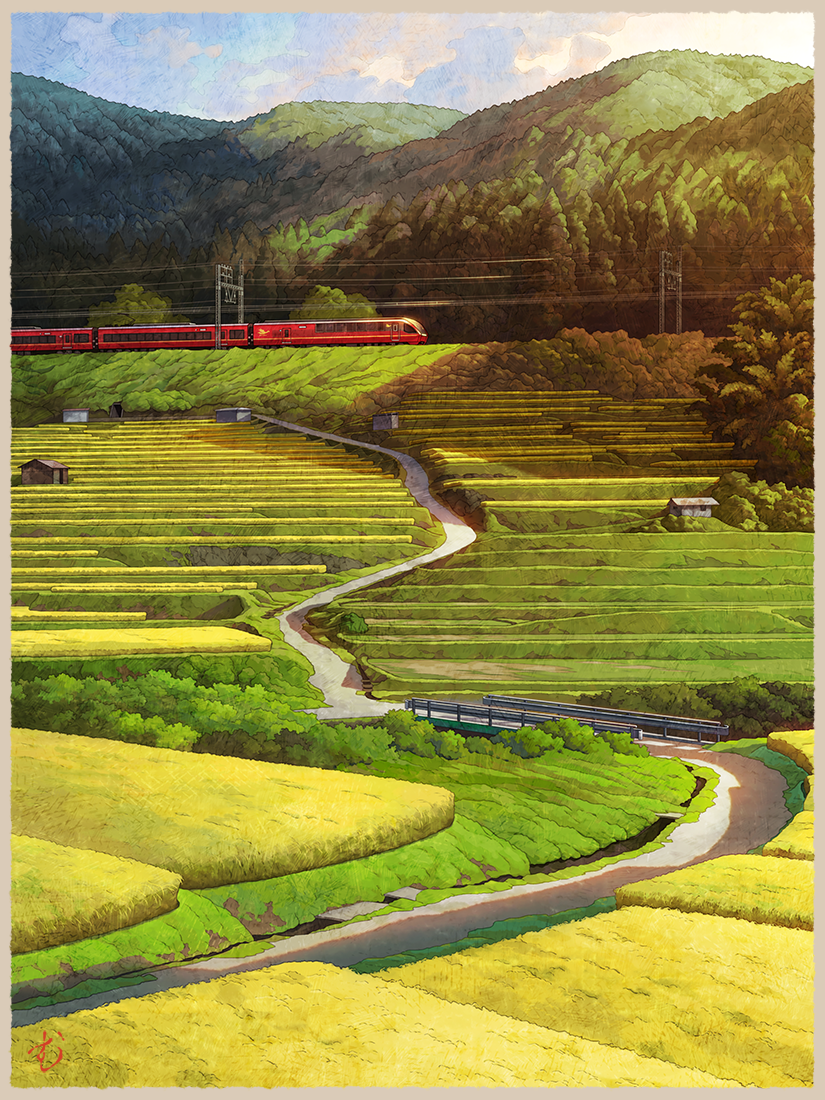 border, bridge, brown_border, bush, cloud, commentary_request, day, grass