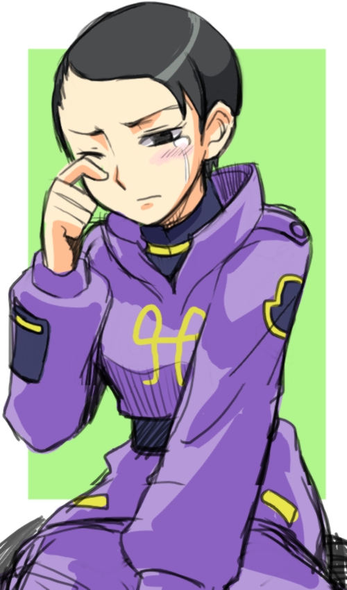 black_hair, blush, gundam, poe_aijee, short_hair, tears, turn_a_gundam