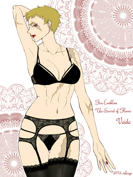 1girl, bare_arms, black_bra, black_panties, blonde_hair, bra, breasts, cleavage