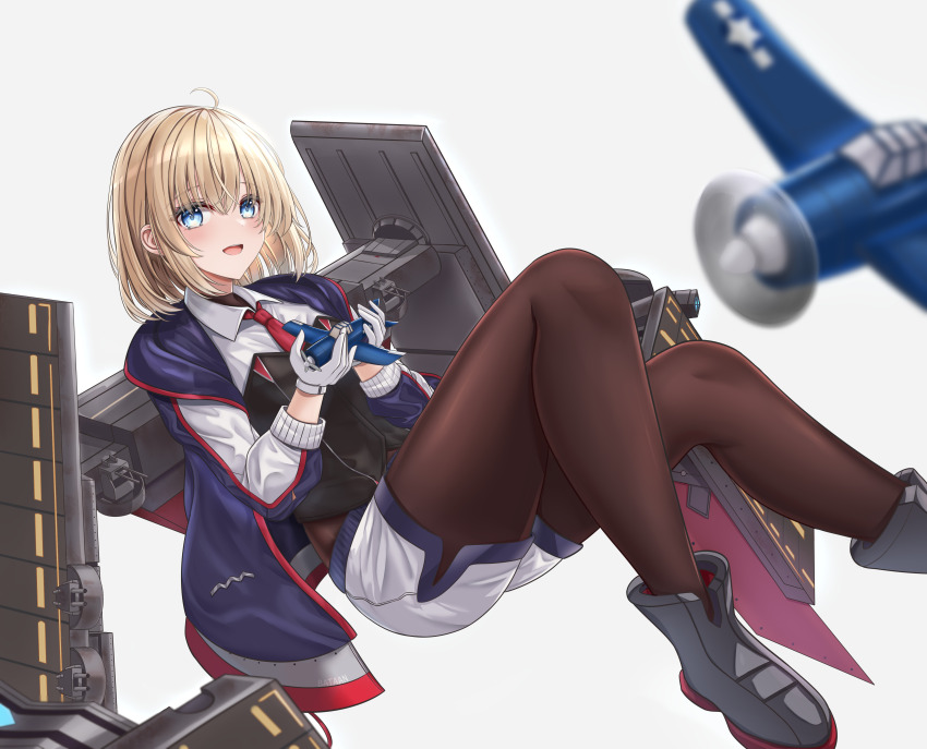 1girl, absurdres, ahoge, aircraft, airplane, anti-aircraft, anti-aircraft_gun, azur_lane