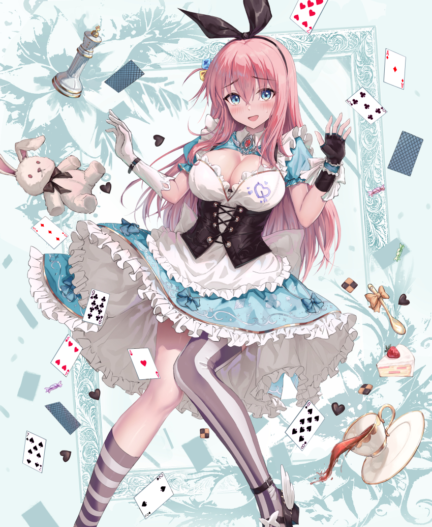 absurdres, ace_(playing_card), ace_of_diamonds, ace_of_hearts, alice's_adventures_in_wonderland, alice_(alice_in_wonderland), alice_(alice_in_wonderland)_(cosplay), asymmetrical_gloves