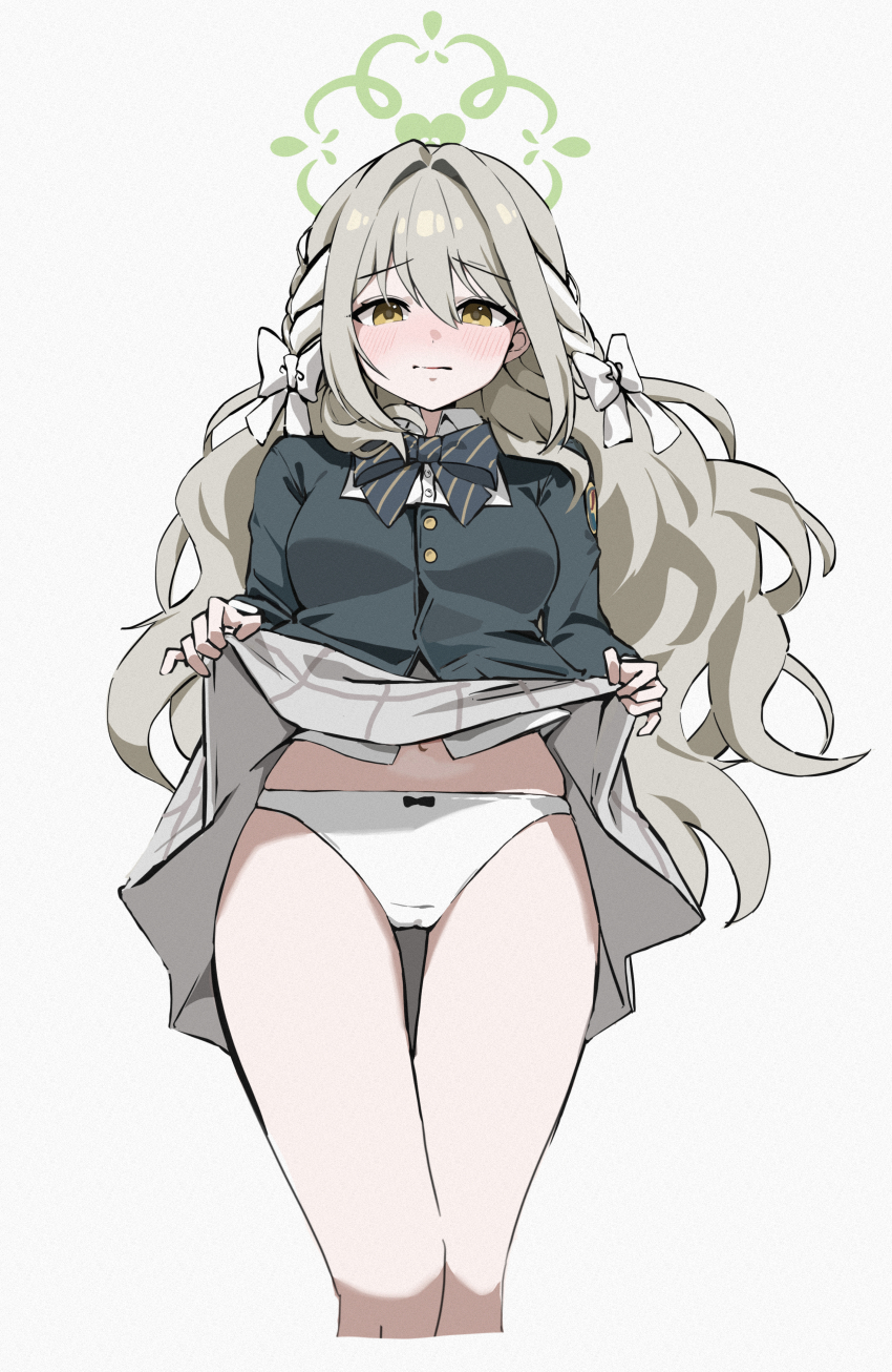 1girl, absurdres, blue_archive, blush, bow, bowtie, braid, breasts