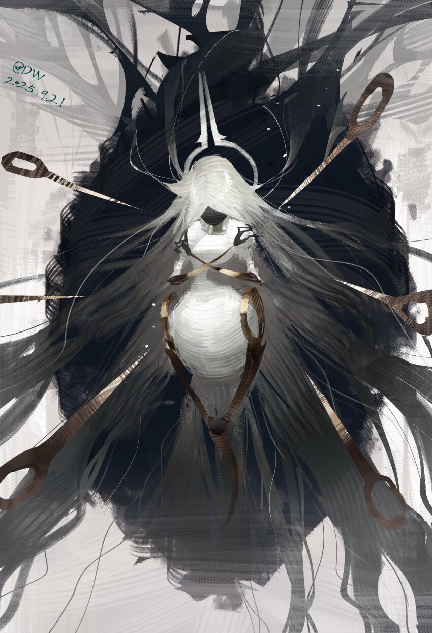 1girl, absurdly_long_hair, absurdres, arthropod_girl, artist_name, crossed_arms, dated, dw_liming