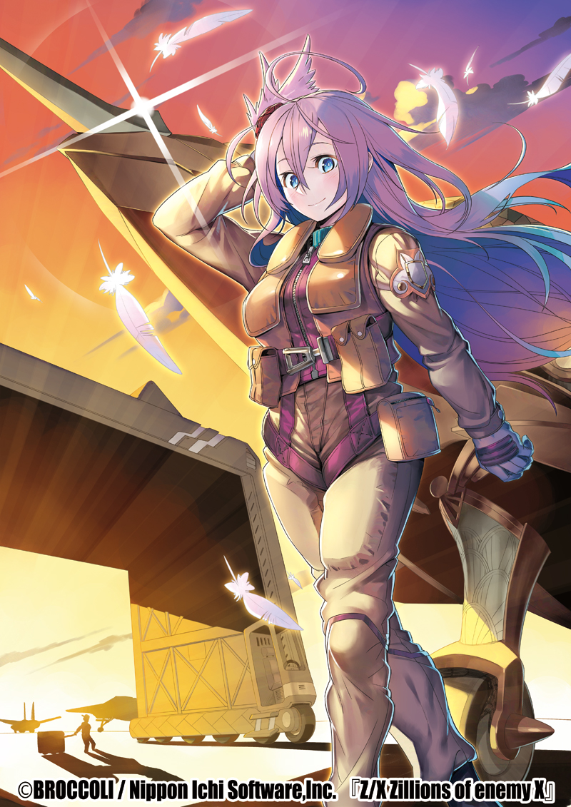 1girl, 1other, ahoge, aircraft, airplane, aqua_hair, closed_mouth, cloud