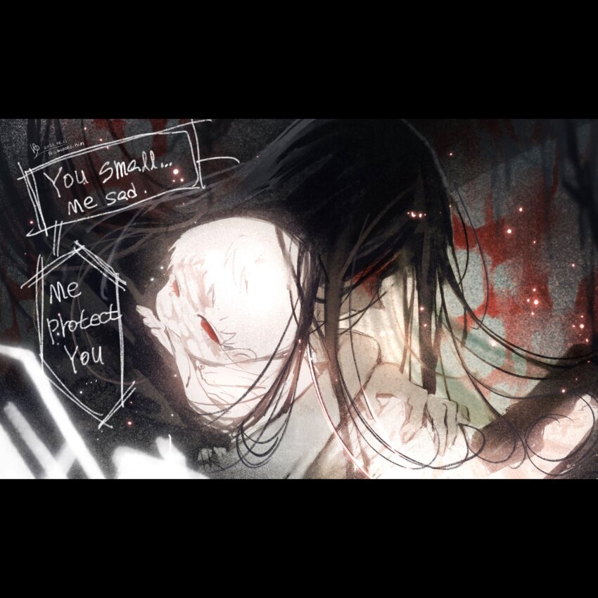 1boy, 1girl, adashino_adami, aged_down, black_hair, black_kimono, blood, blood_on_face