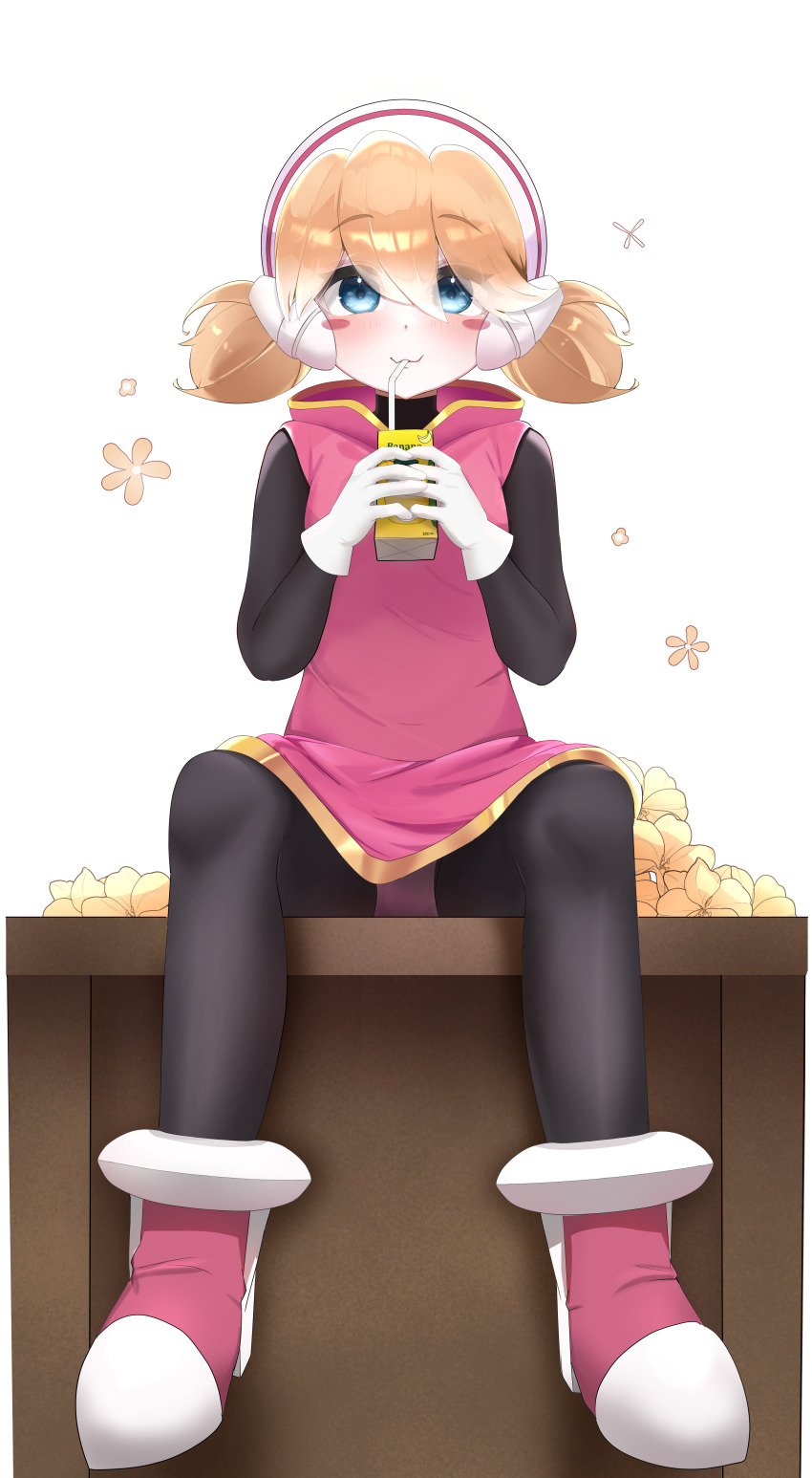 1girl, :3, absurdres, aged_down, blonde_hair, blue_eyes, bodystocking, box