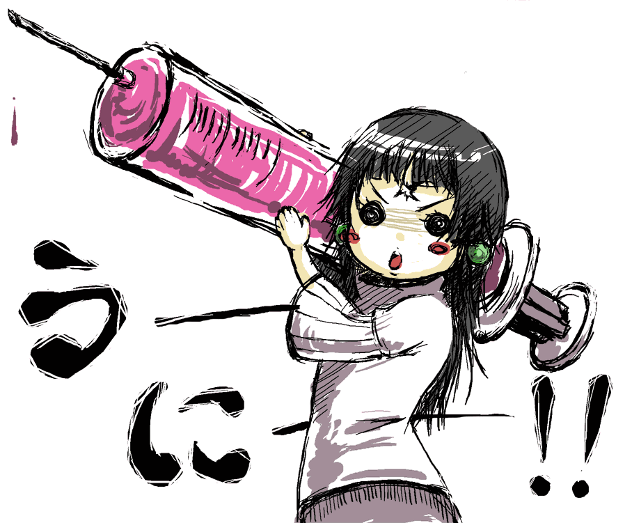 1girl, black_hair, dress, female_focus, hachiro_(delaglace), psyren, riko_hachiboshi, scar