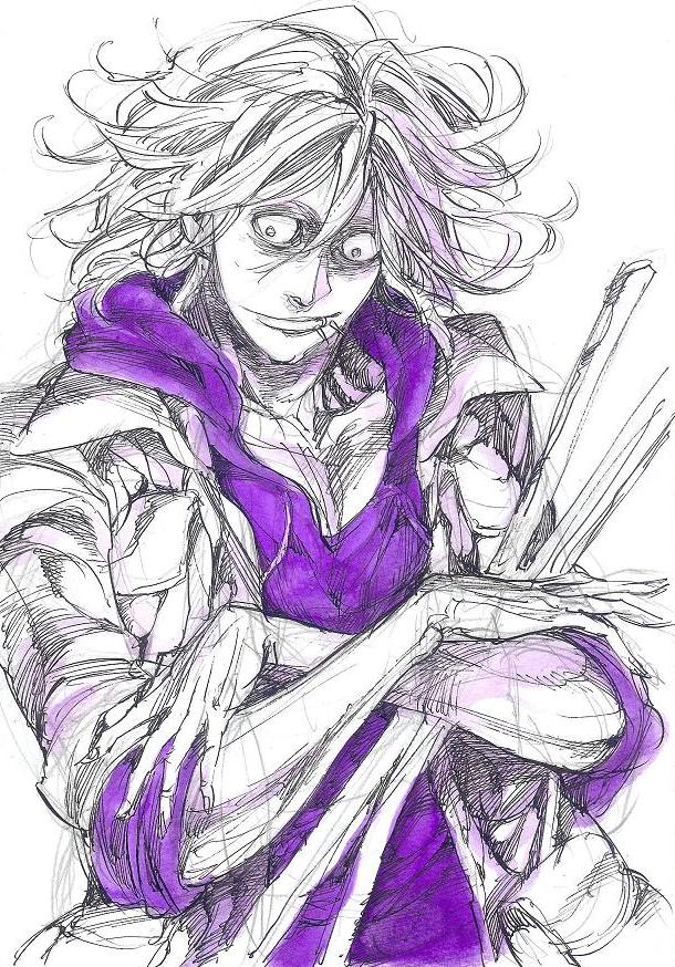 1boy, kise_eiji, male_focus, mankintan, monochrome, psyren, sketch, smile