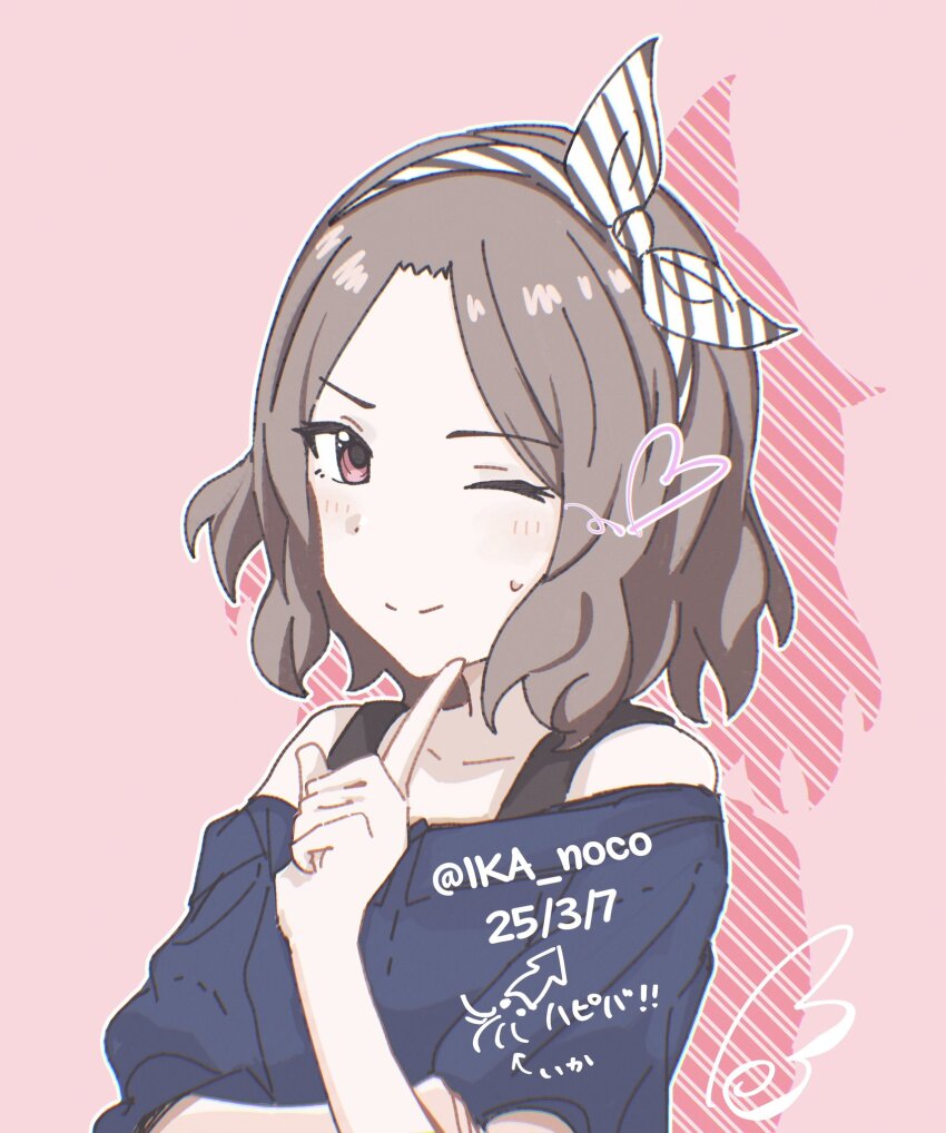 1girl, artistic_error, blue_shirt, blush, closed_mouth, commentary, drawn_wings, drop_shadow