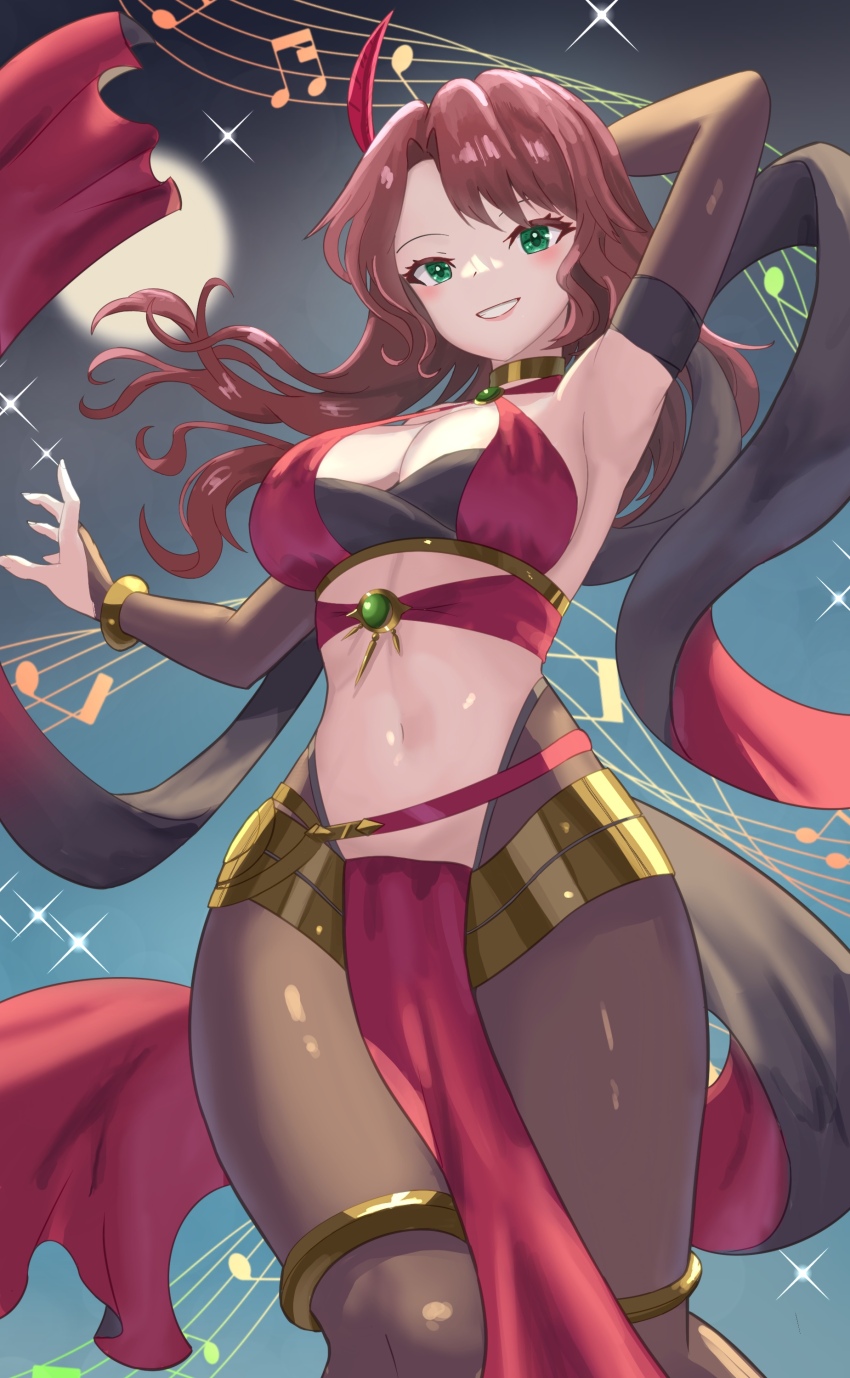 1girl, absurdres, armpits, bare_shoulders, blush, bracelet, breasts, bridal_gauntlets