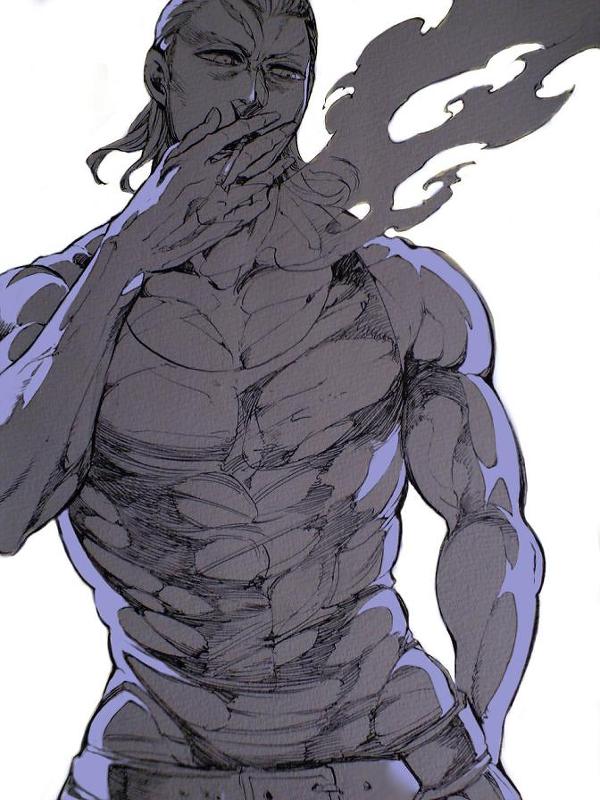 1boy, dholaki, male_focus, mankintan, monochrome, psyren, simple_background, smoking, solo, white_background