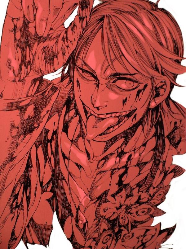 aoi_yusaka, blood, bug, butterfly, jewelry, mankintan, monochrome, necklace