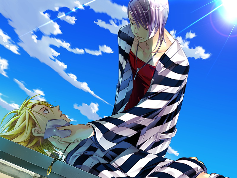2boys, bishounen, blonde_hair, gian_carlo, giulio_di_bondone, lucky_dog, mafia, male_focus, multiple_boys, prison, purple_hair, tennenouji, yaoi