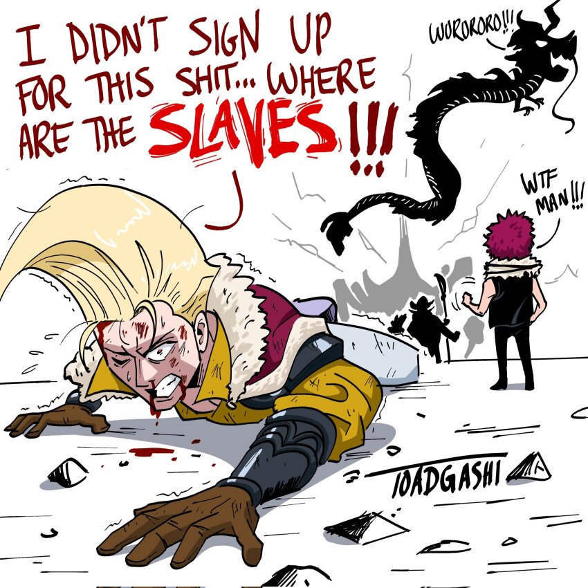 !, 6+boys, annoyed, beard, bleeding, blonde_hair, blood, charlotte_katakuri