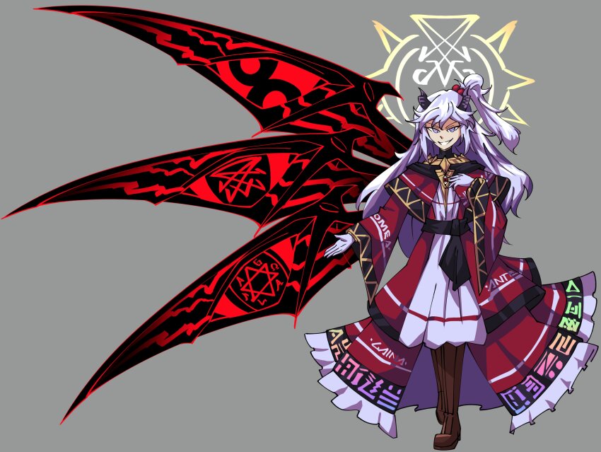 1girl, absurdres, alternate_design, blue_eyes, boots, brown_boots, capelet, commentary