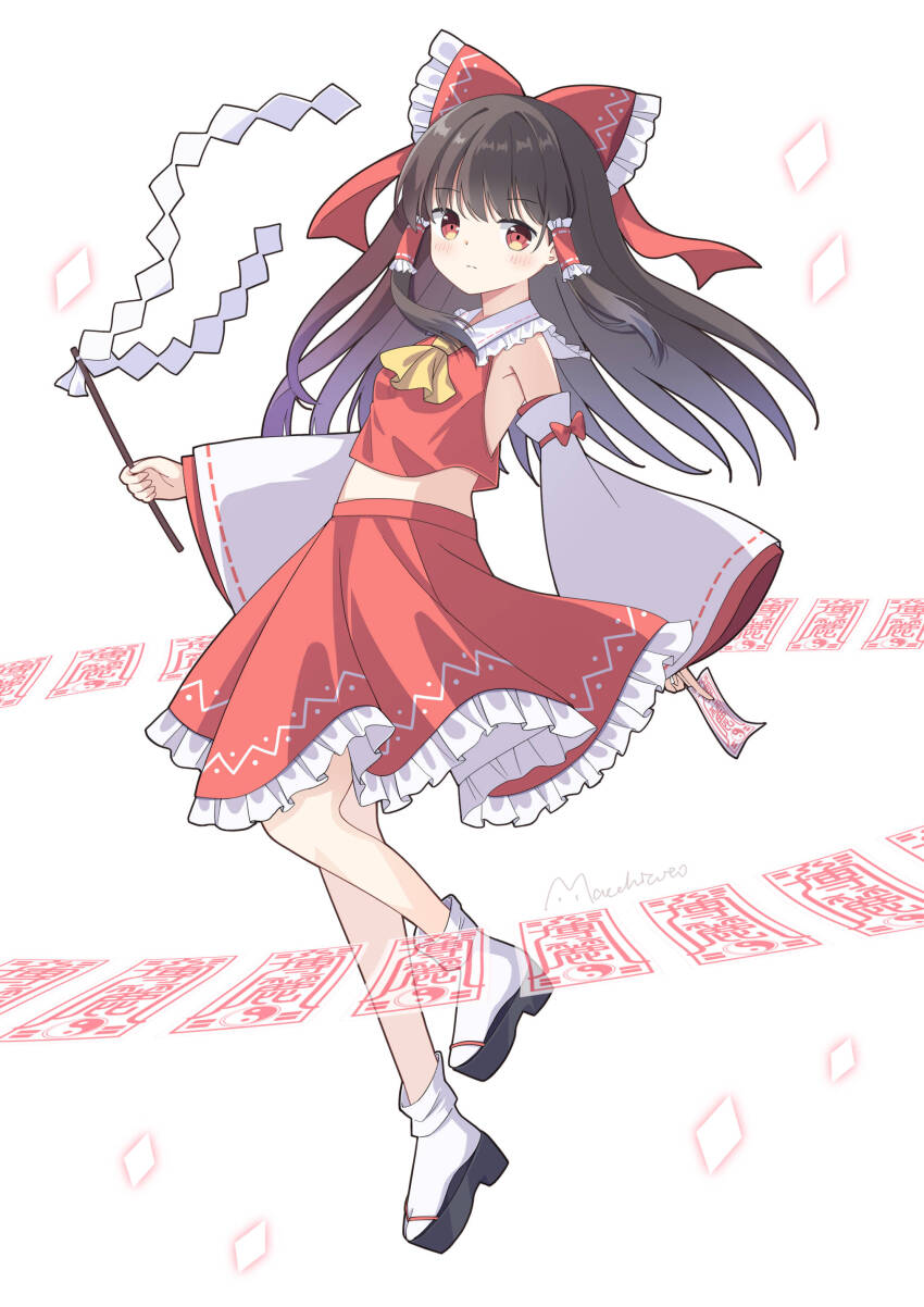 1girl, absurdres, ascot, between_fingers, blush, bow, breasts, brown_hair