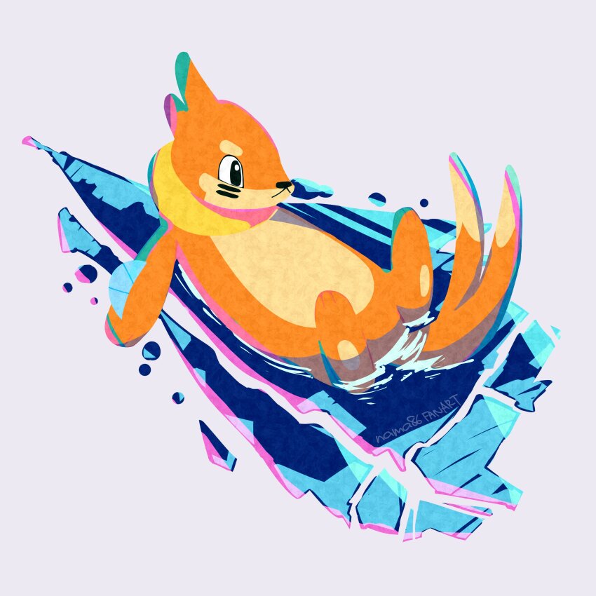 absurdres, black_eyes, buizel, closed_mouth, gen_4_pokemon, highres, mixed-language_commentary, nama86