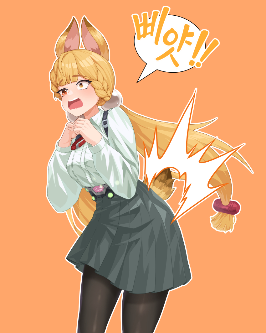 1girl, absurdres, alice_thymefield, animal_ears, blonde_hair, braid, breasts, hair_ornament