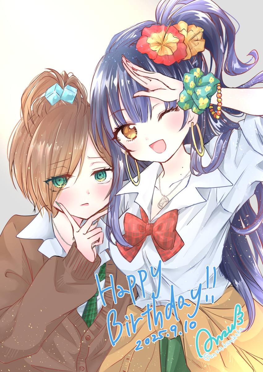 1boy, 1girl, 3-nyan, absurdres, alternate_eye_color, alternate_hairstyle, androgynous, black_hair